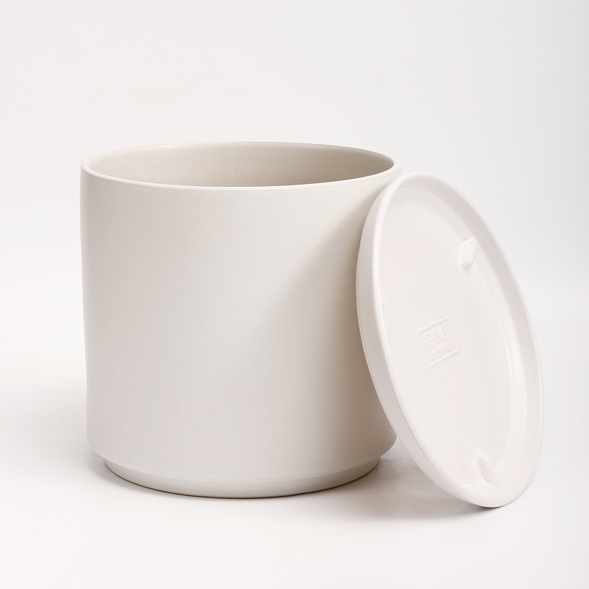 The Ceramic Cylinder Planter with Saucer, 2nd Generation