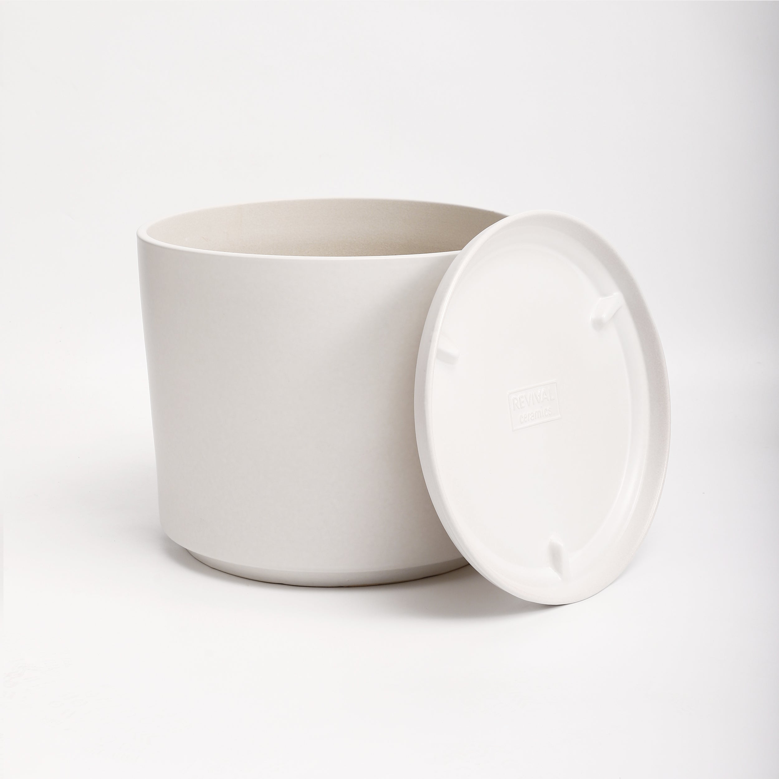 The Ceramic Cylinder Planter with Saucer, 2nd Generation