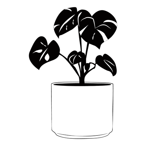 monstera in revival ceramics cylinder pot icon