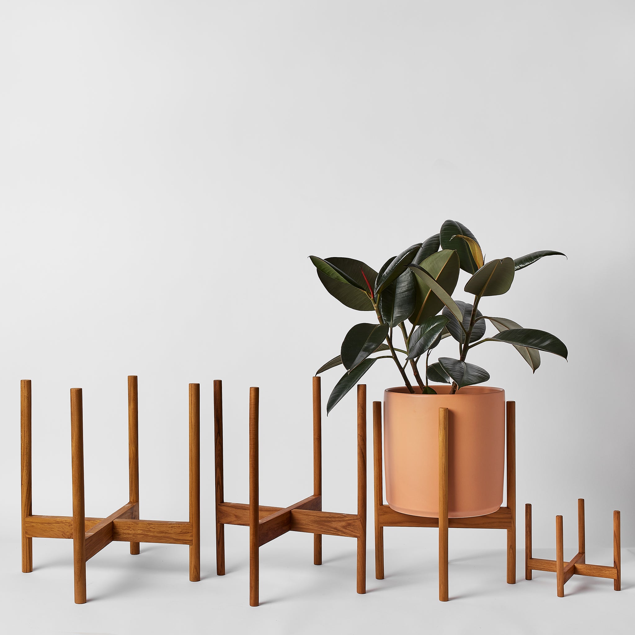 Rounded Hardwood Plant Stand – Indoor/Outdoor, Adjustable | LBE Design