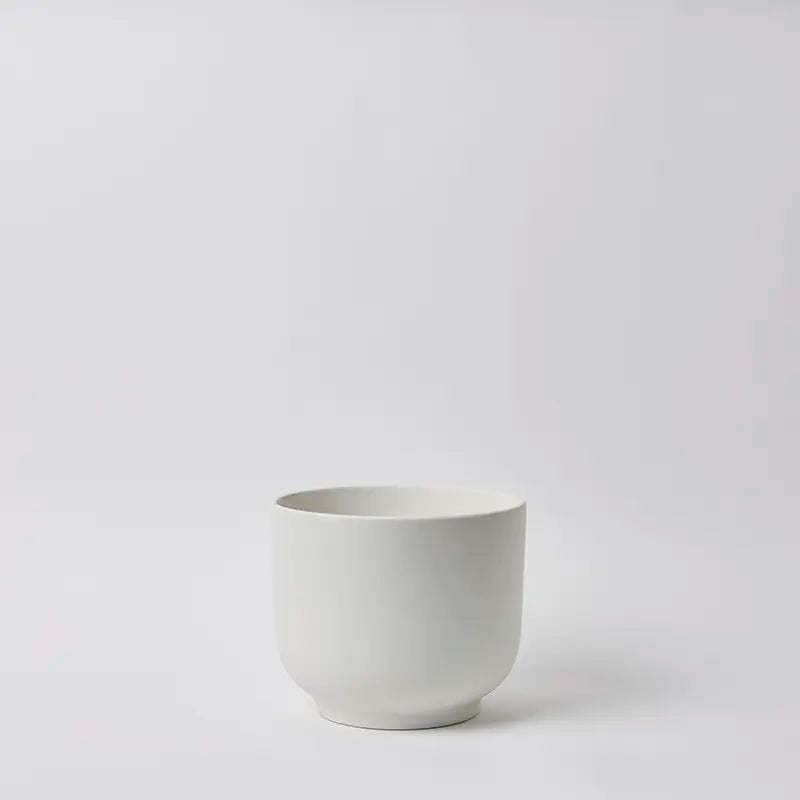 White 8 Inch ceramic cup on a light gray background