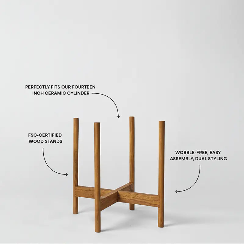 Natural Rounded Stand 14 inch with text highlighting features on a white background