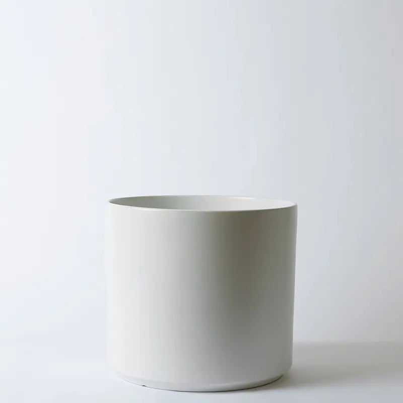 White 15 Inch ceramic planter on a light gray background