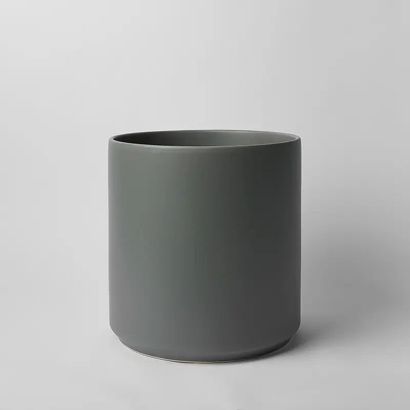 Gray 14 Inch cylindrical pot on a light gray background