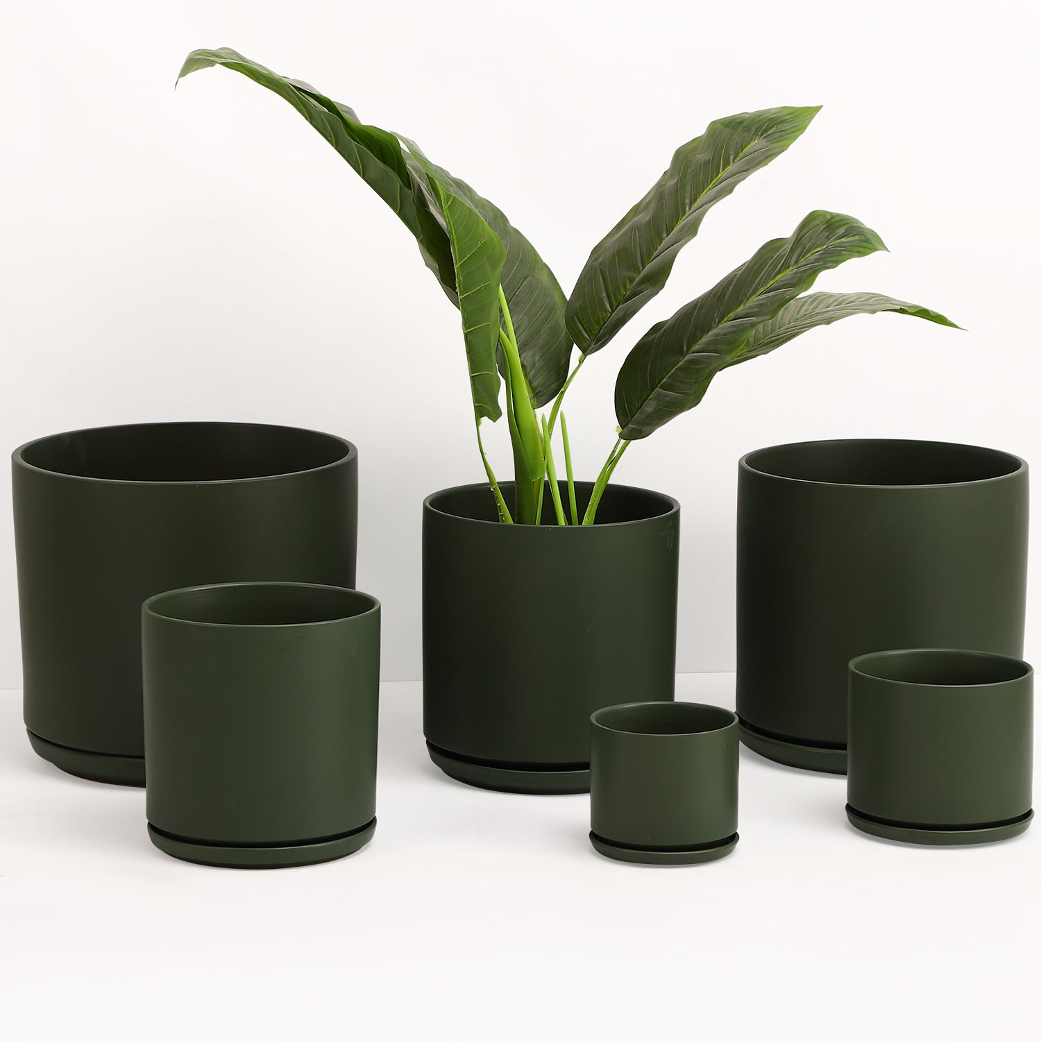The Ceramic Cylinder Planter with Saucer, 2nd Generation