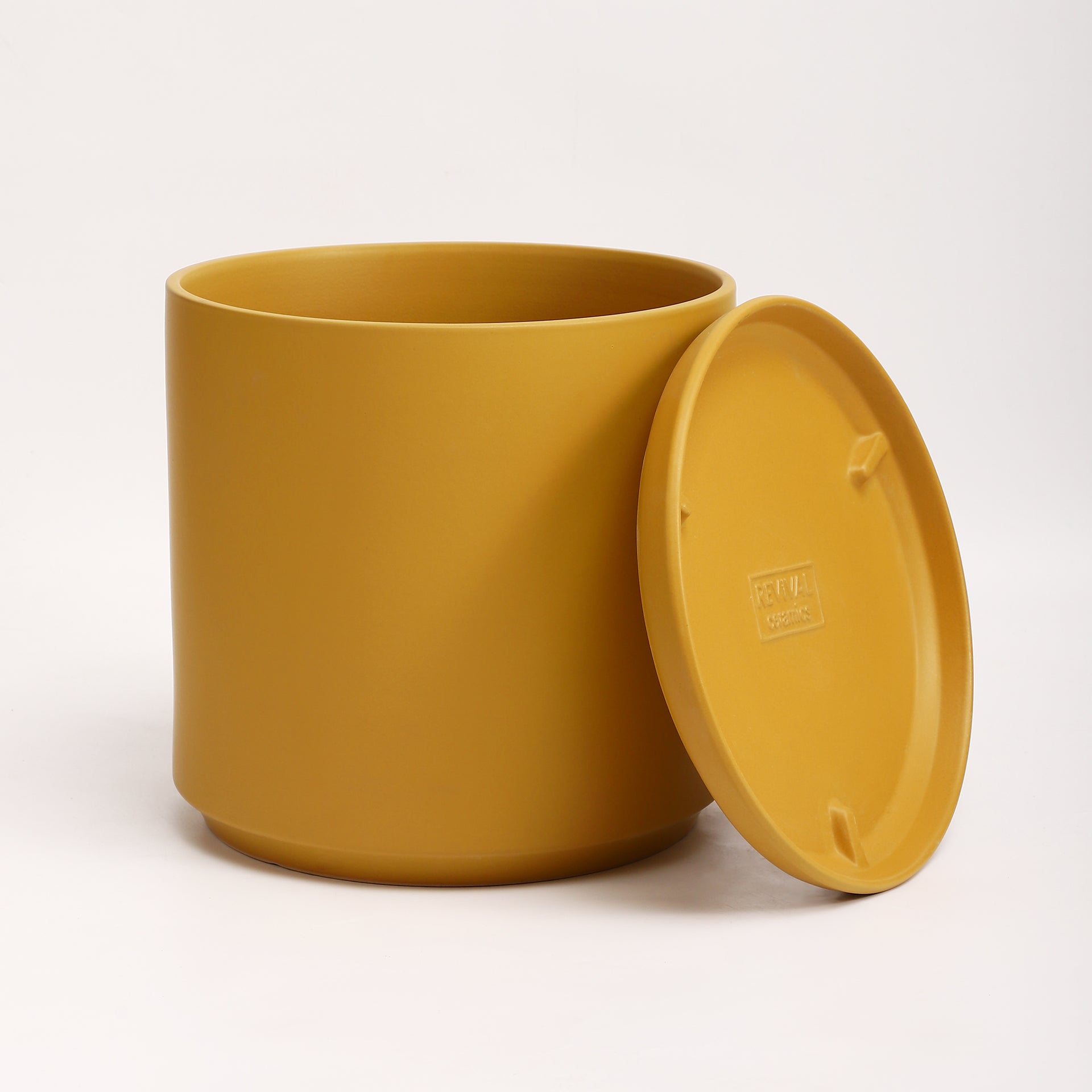 yellow plant pot large The Ceramic Cylinder Planter with Saucer, 2nd Generation