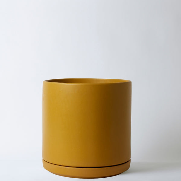 Mustard 15 Inch planter on a white background