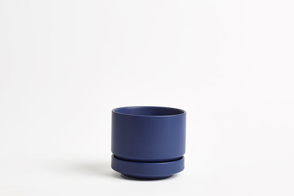 Blue 4 Inch planter on a white background