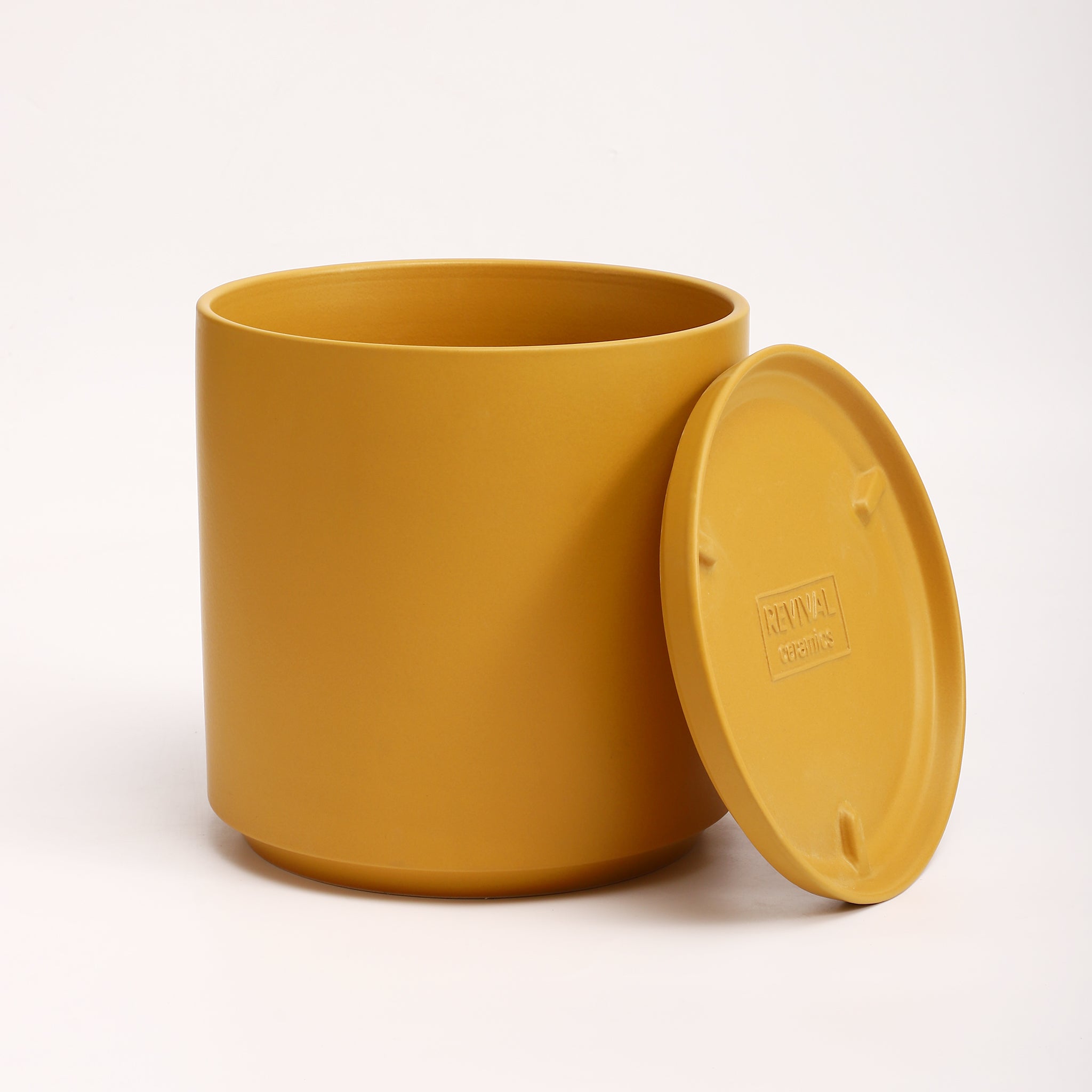 The Ceramic Cylinder Planter with Saucer, 2nd Generation