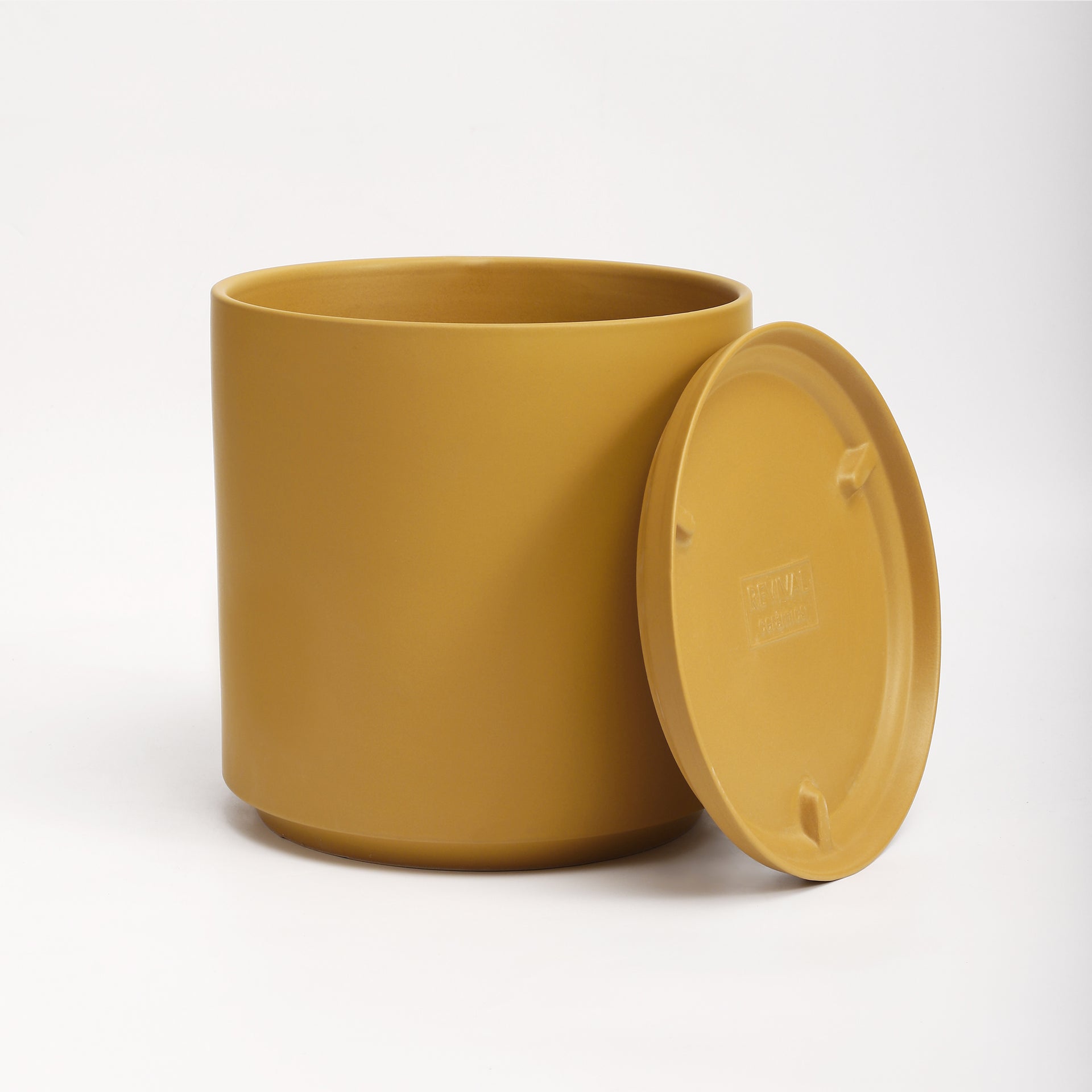 ceramic yellow planter pot The Ceramic Cylinder Planter with Saucer, 2nd Generation