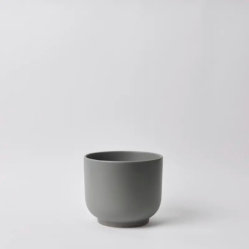 Gray 8 Inch ceramic cup on a white background