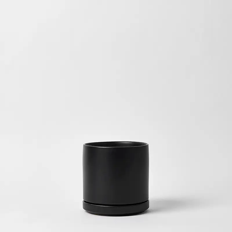 Black 8 Inch cylindrical container on a white background