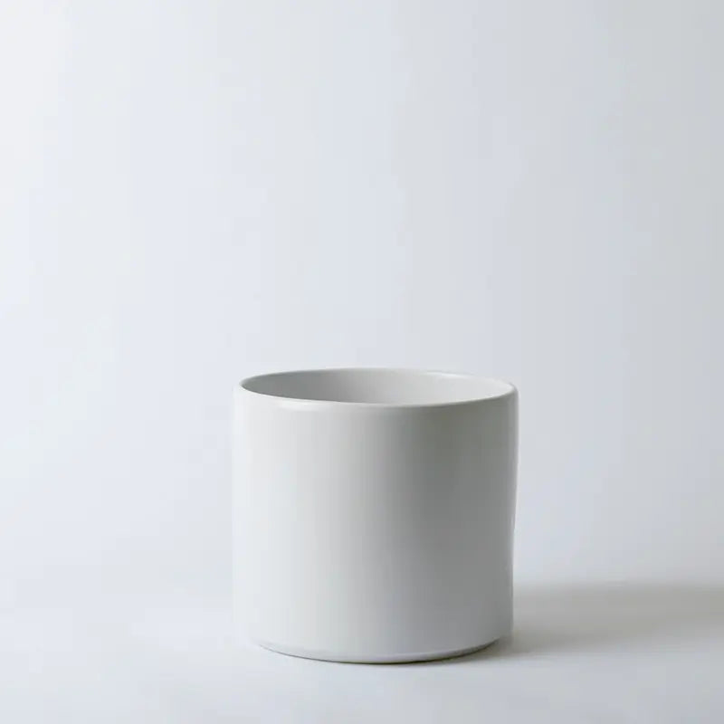 White 10 Inch ceramic pot on a light gray background
