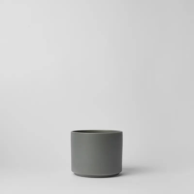 Gray 6 Inch ceramic pot on a light gray background