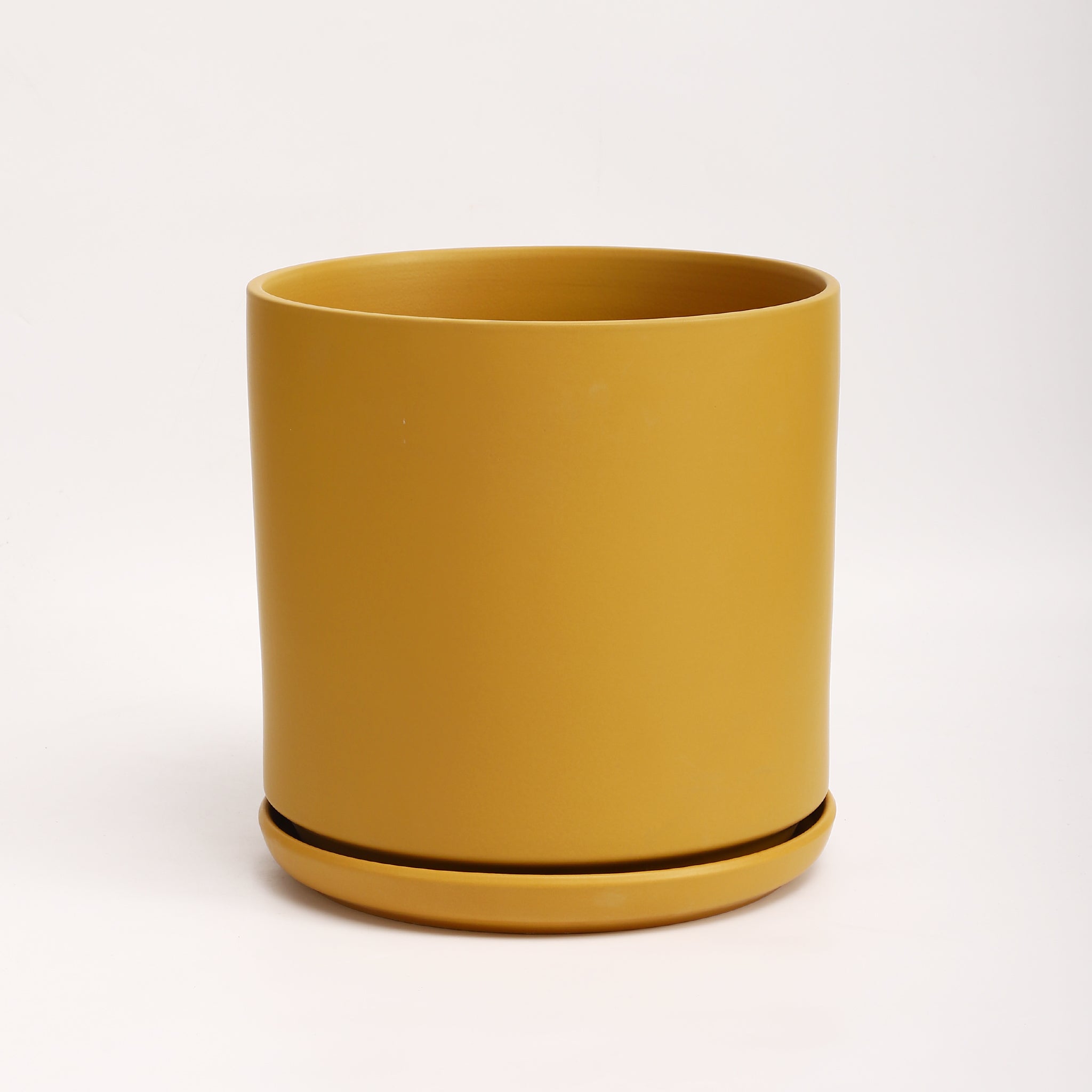 The Ceramic Cylinder Planter with Saucer, 2nd Generation